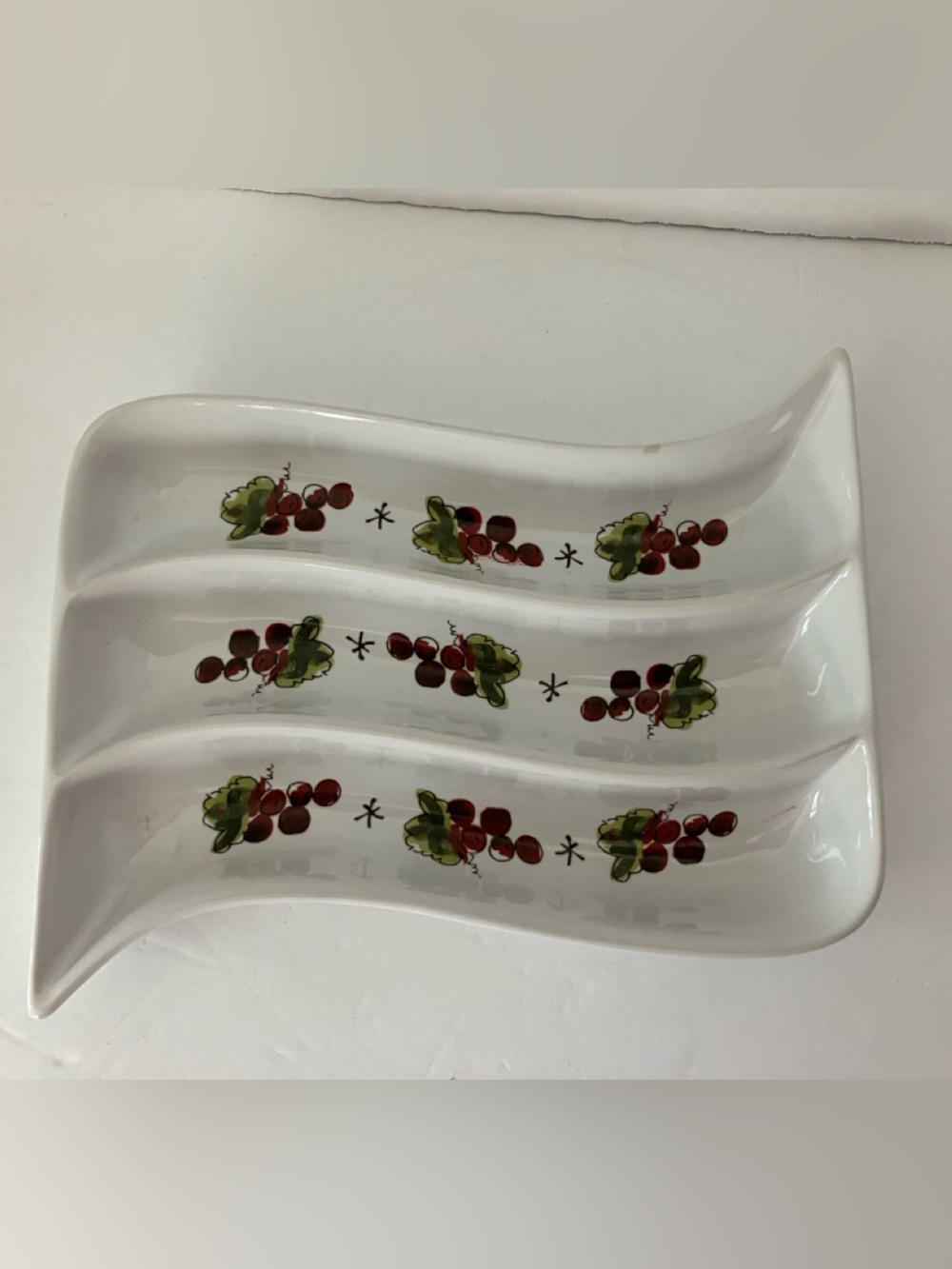California Pantry Ceramic Divided Serving Platter with Olive Motif